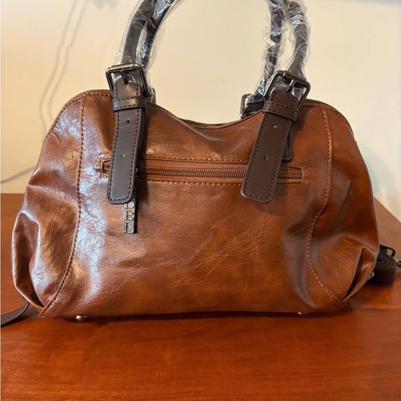 XIDIBAOLU Brown Vegan Leather Satchel Crossbody NWOT - Picture 5 of 11